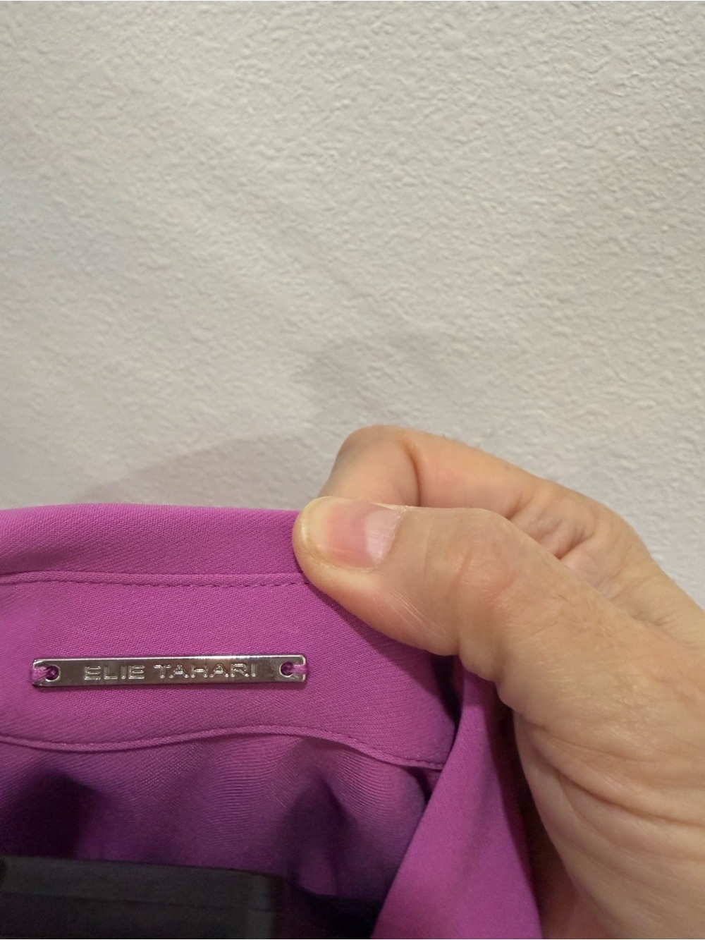Elie Tahari Collection Magenta Faux Wrap-Front Long Sleeve Dress - Picture 5 of 6
